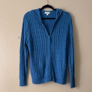 St. John's Bay Blue Cable Knit Hooded Cardigan